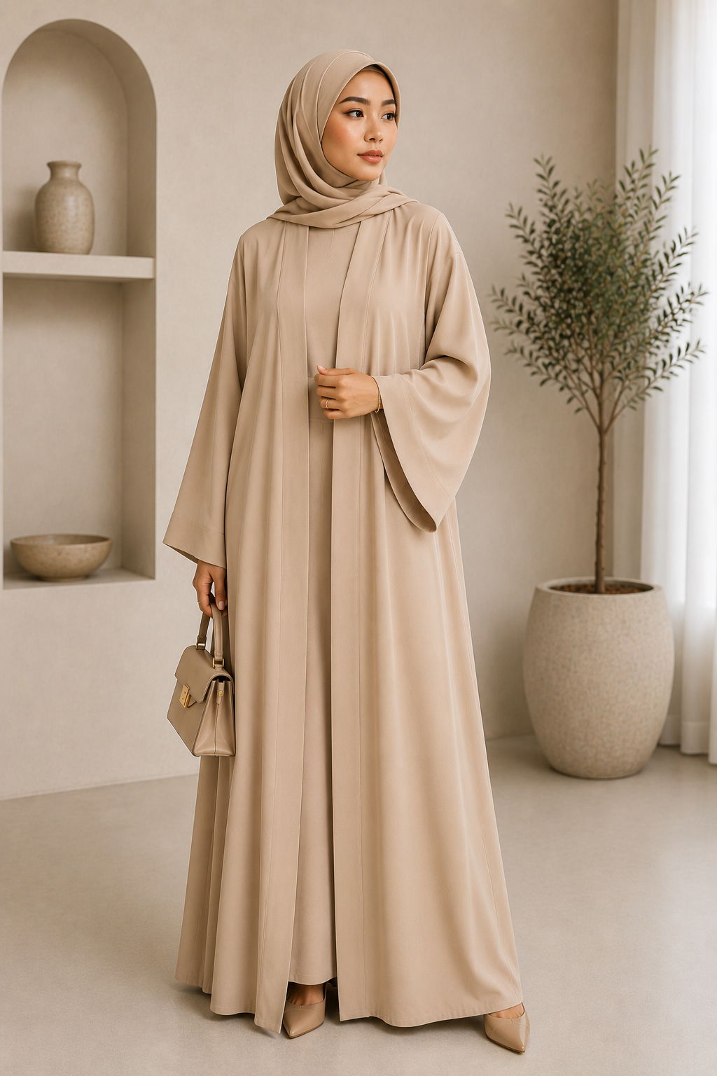 Belted Wrap Abaya side view — Lebas Hub