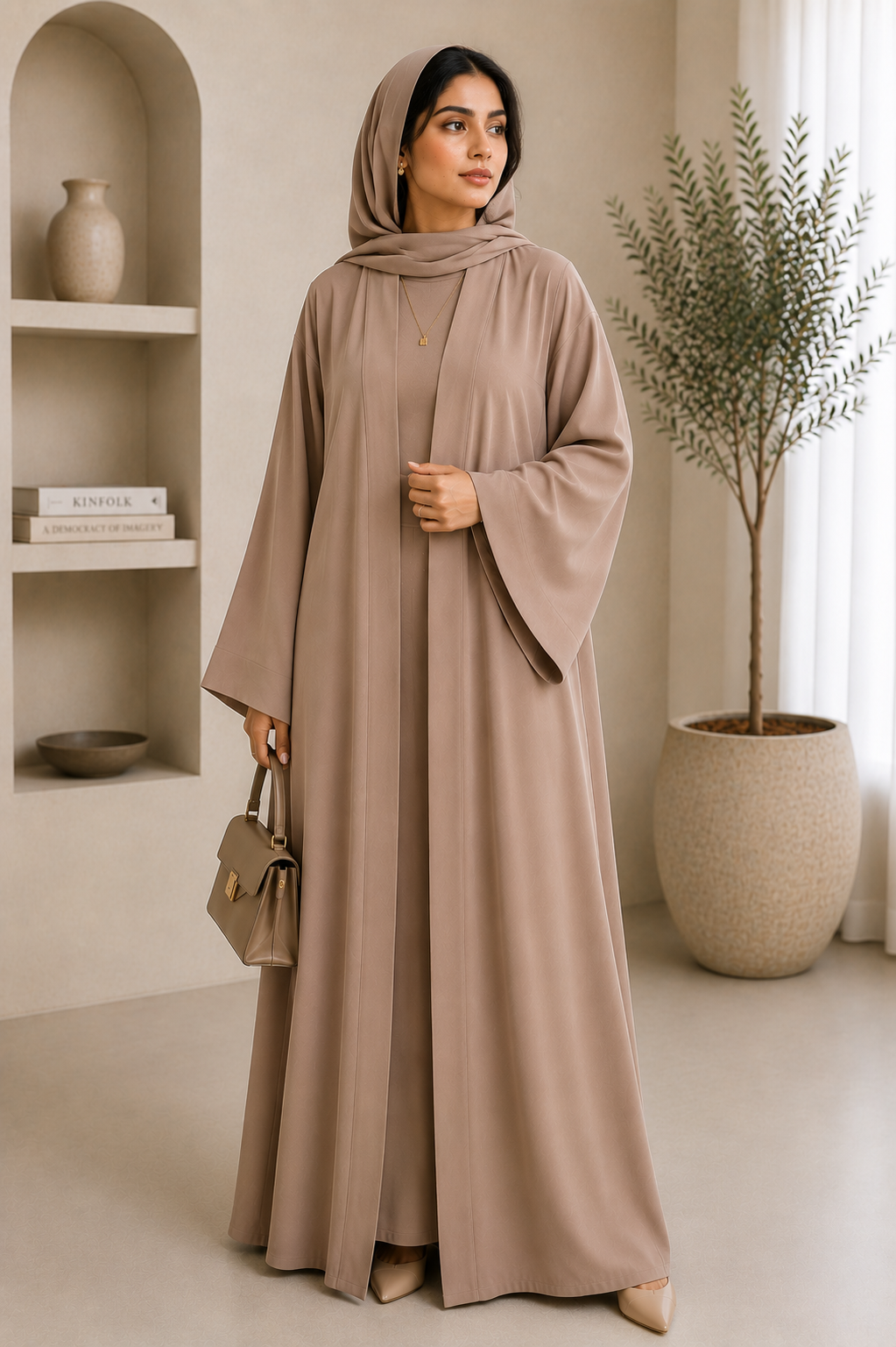Elegant Open Front Nida Abaya — Timeless Minimal Luxury