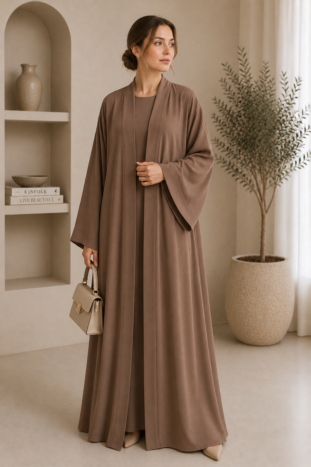 Elegant Open Front Nida Abaya — Timeless Minimal Luxury